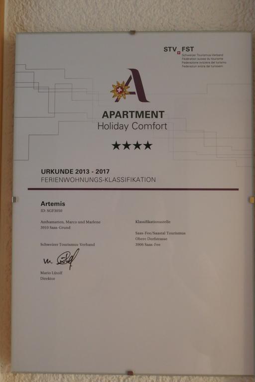 Haus Artemis Apartment Saas-Grund Bagian luar foto